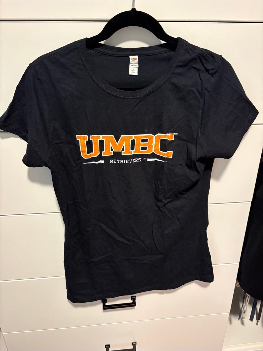 Fruit of the Loom Black UMBC Retrievers Short Sleeve Tee with Orange Logo